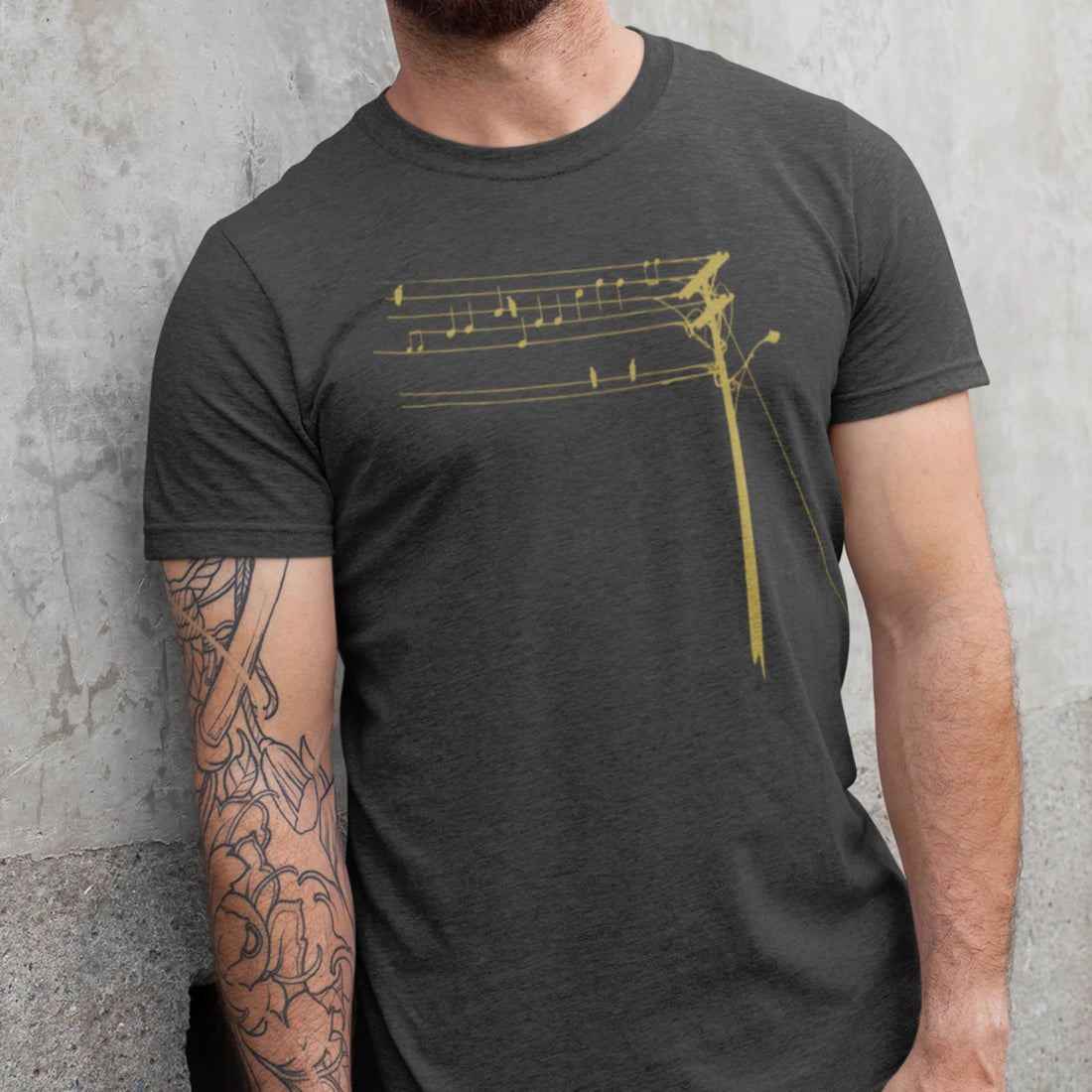 T-Shirt Poteau Musical Gris Chiné Foncé Baltrakon