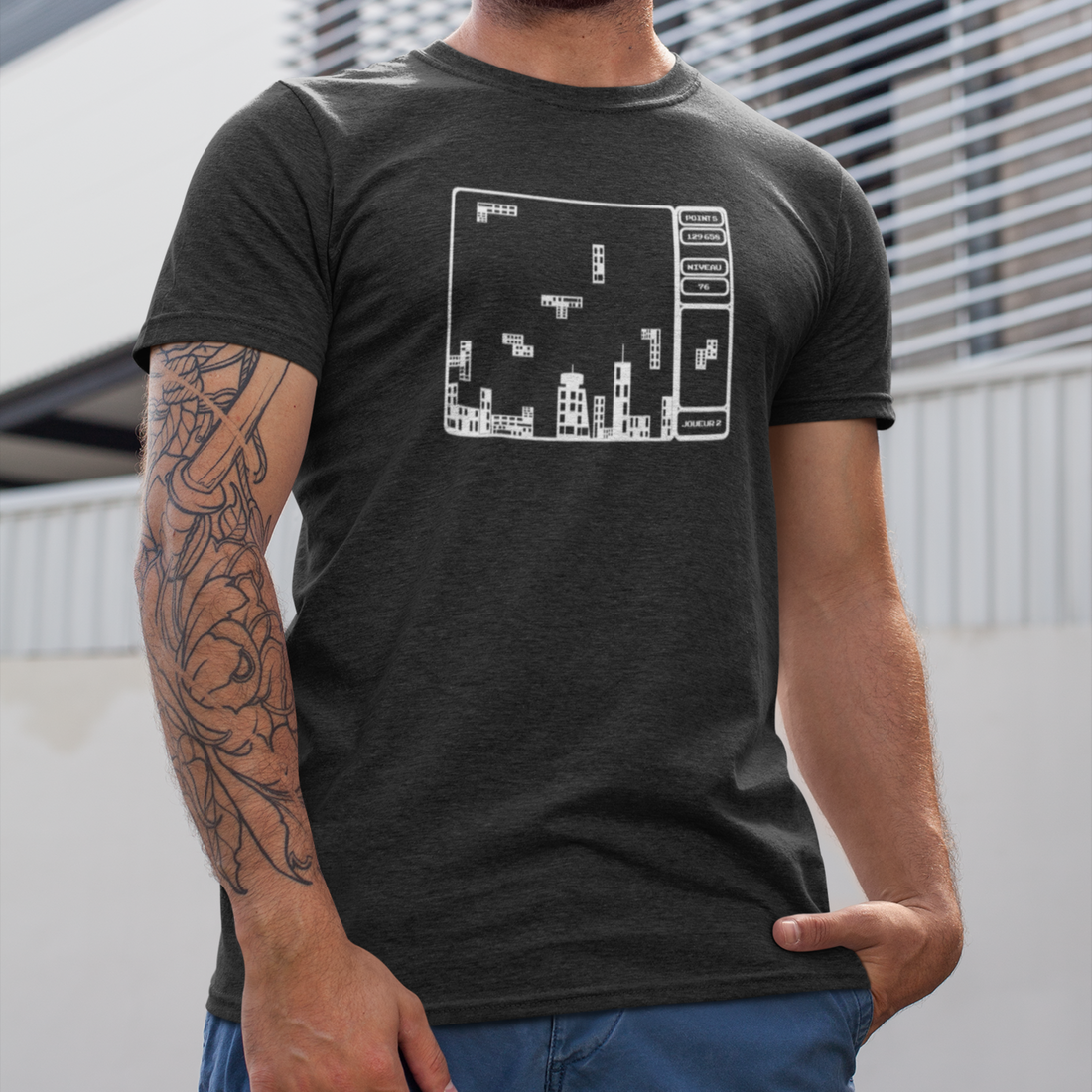 T-Shirt Tetris Gris Foncé Baltrakon