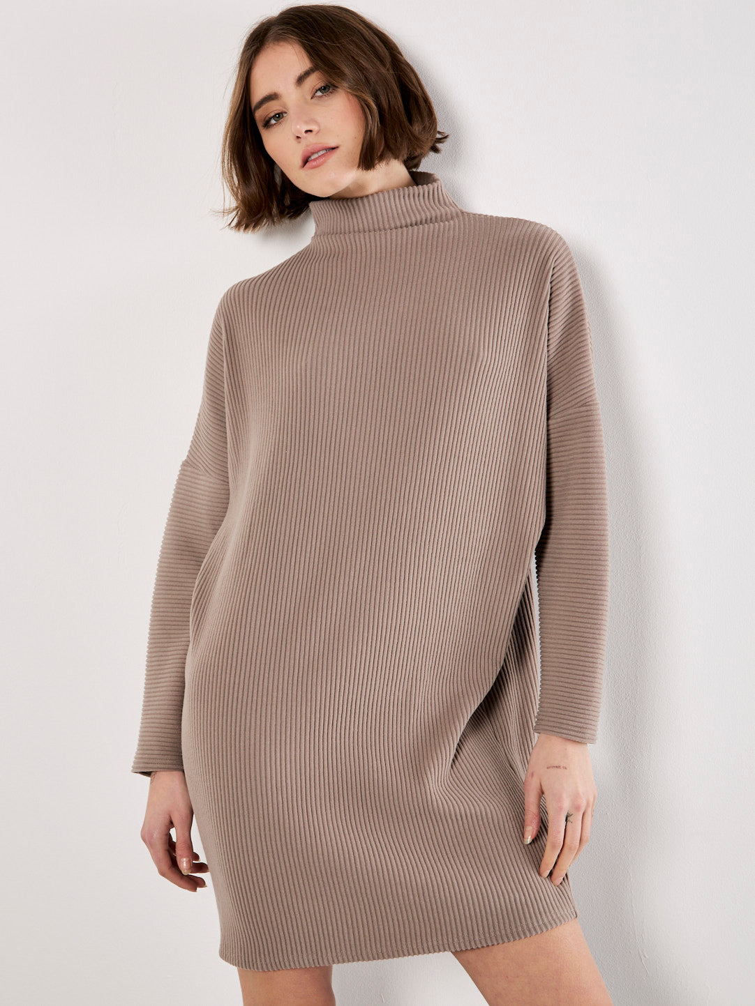 Robe Thick Rib Cocoon Gris Apricot