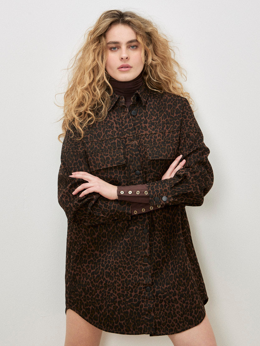 Robe Leopard Denim Apricot