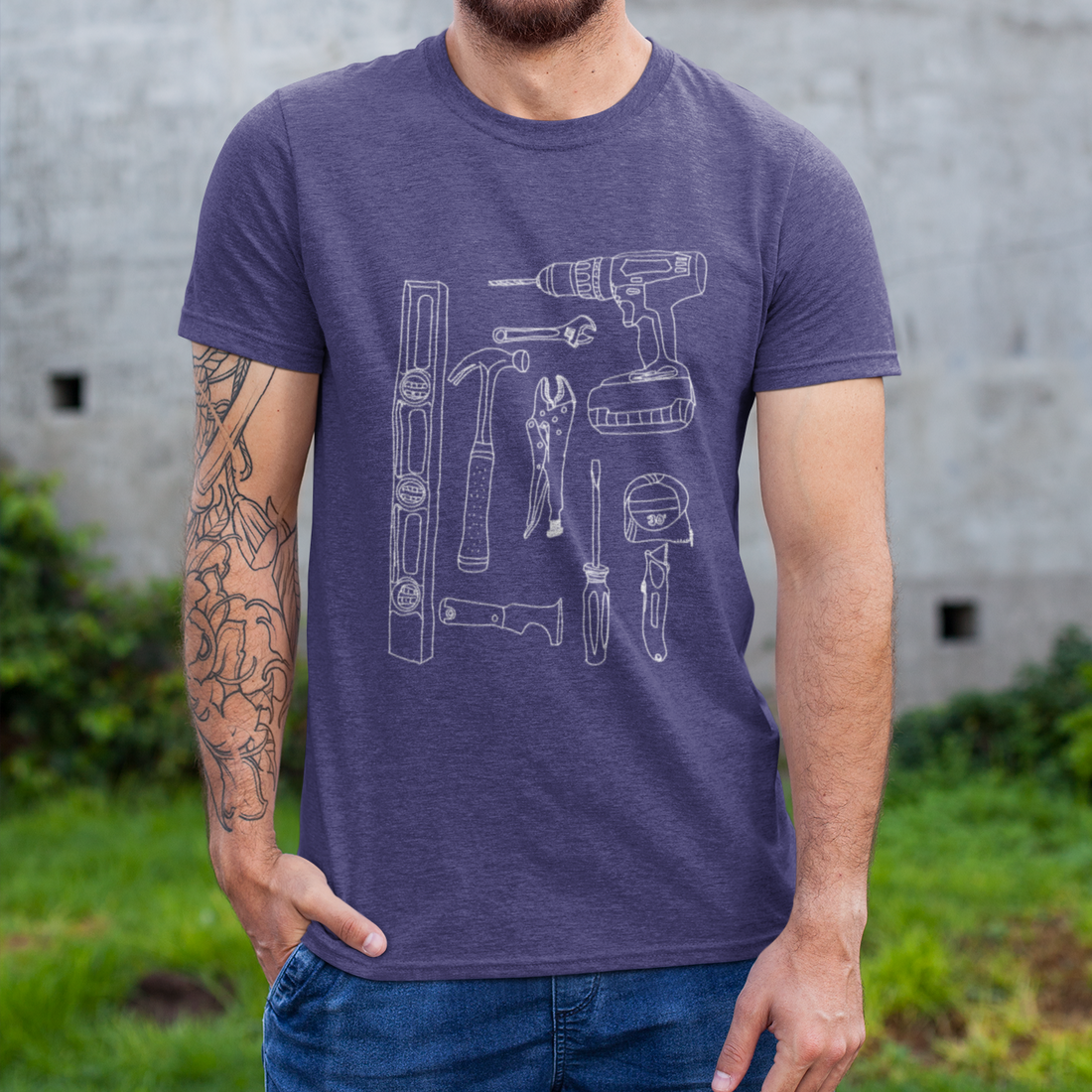 T-Shirt Les Outils Marine Chiné Baltrakon