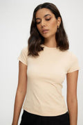 Kuwalla Beige Micro Rib T-Shirt