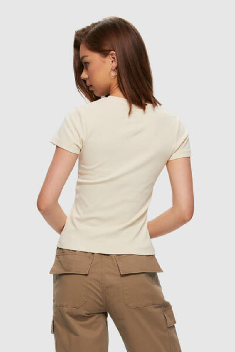 Kuwalla Beige Micro Rib T-Shirt