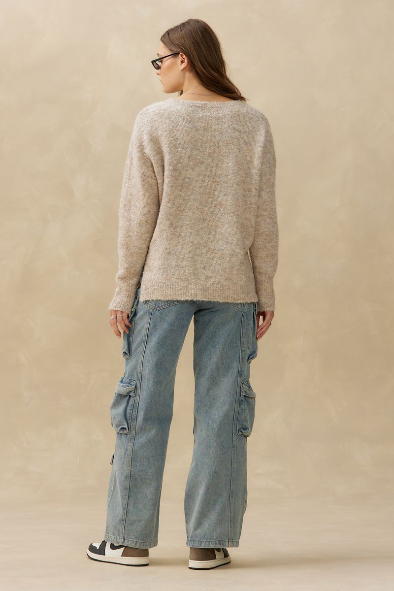 Kuwalla Tee Beige Loop Boatneck Sweater