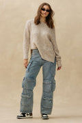 Kuwalla Tee Beige Loop Boatneck Sweater