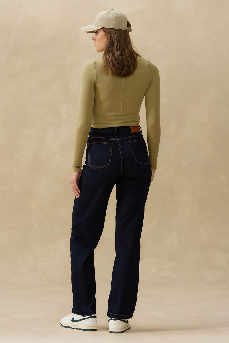 Kuwalla Tee Dark Rinse High Rise Straight Jeans