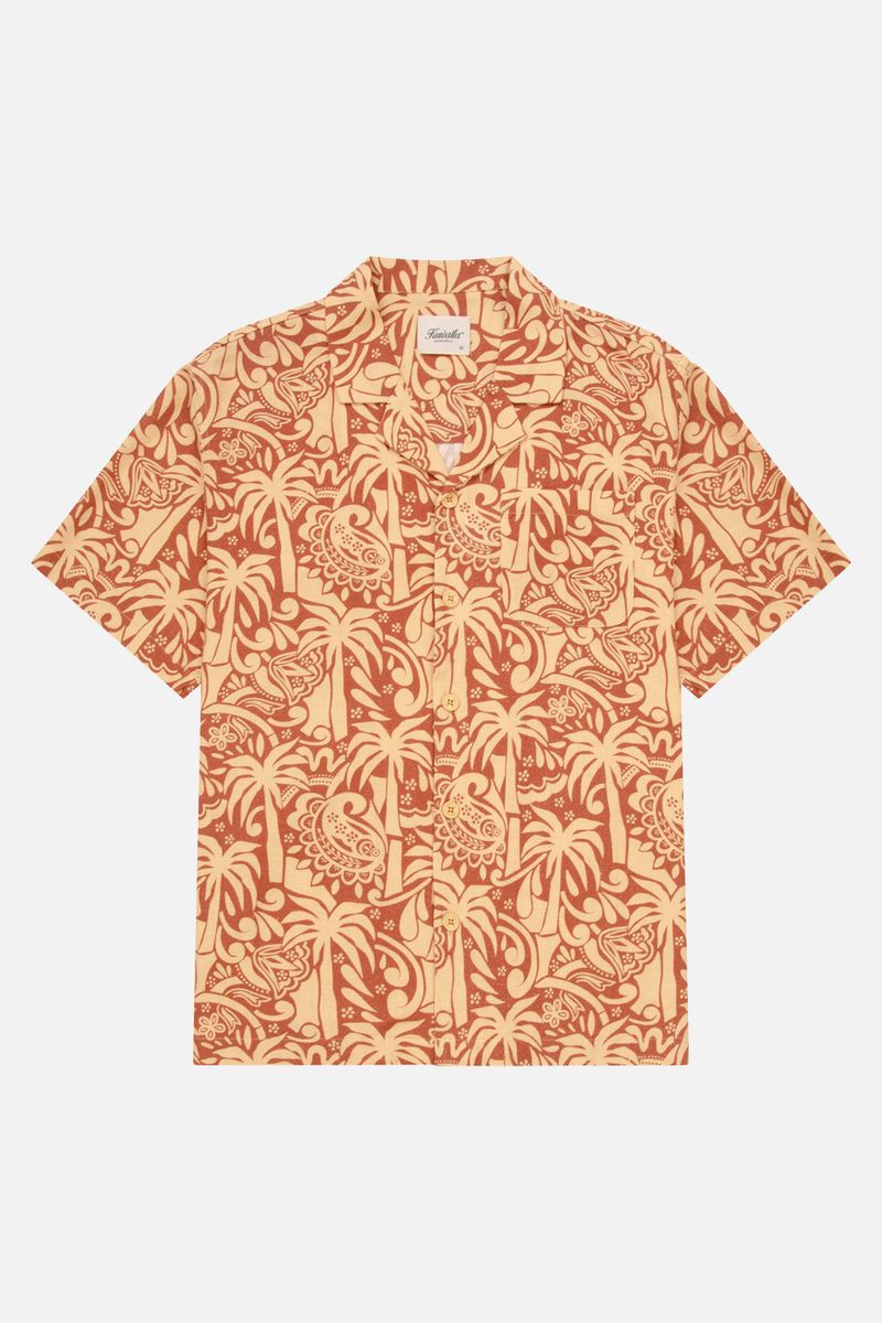 Kuwalla Tee Terracotta Yacht Printed Linen Shirt
