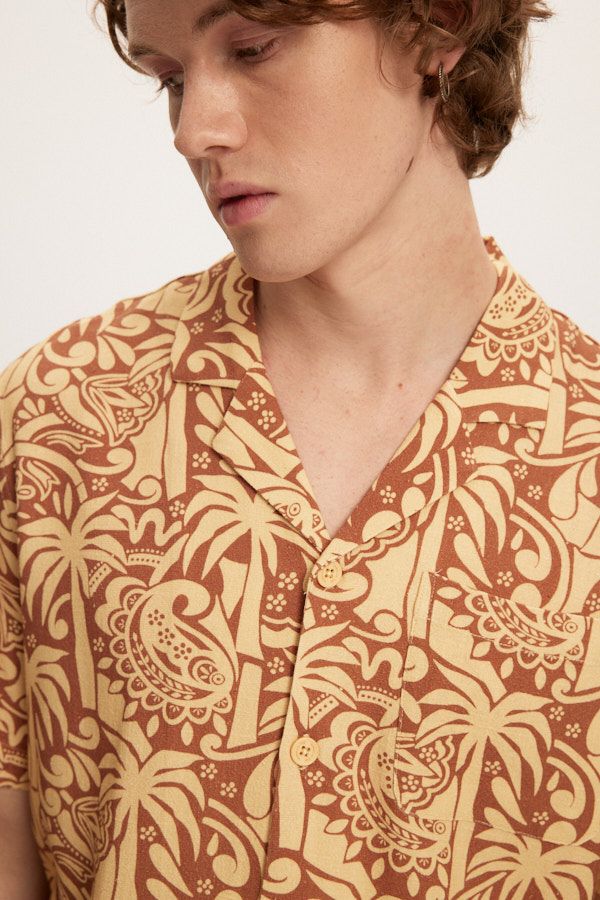 Kuwalla Tee Terracotta Yacht Printed Linen Shirt