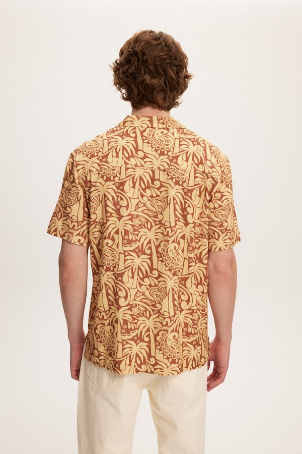 Kuwalla Tee Terracotta Yacht Printed Linen Shirt