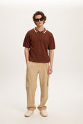 Kuwalla Tee Rust Brown Knit Zip Polo Sweater