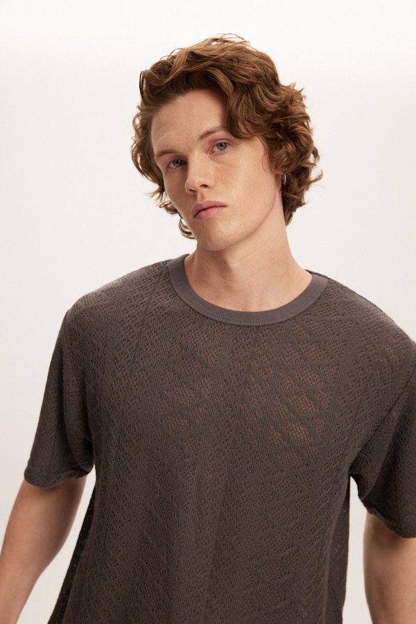 Charcoal Kuwalla Tee Crochet Jersey T-Shirt