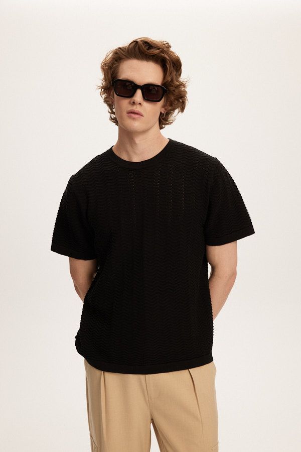 Chandail Wave Knit Noir Kuwalla Tee