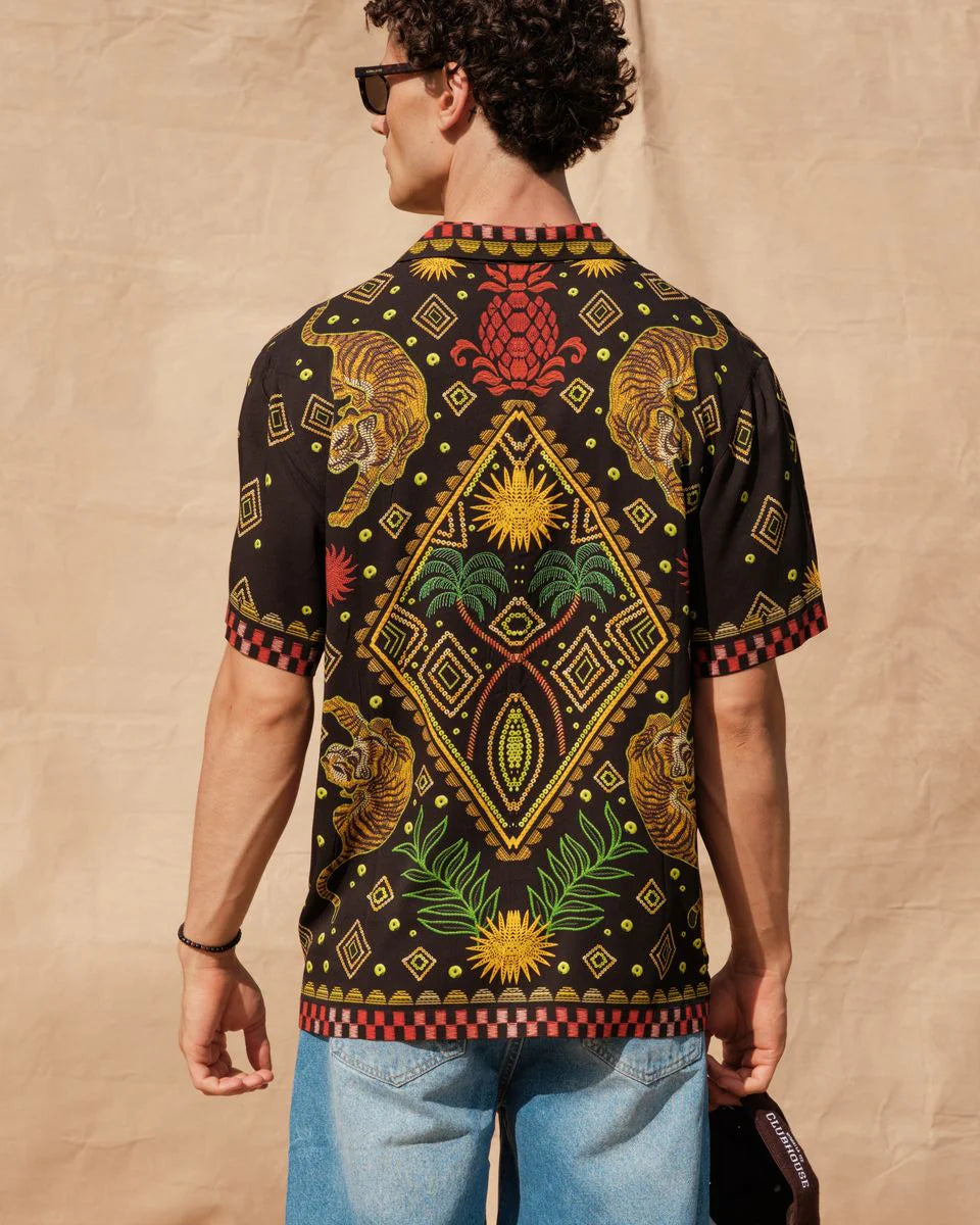 Chemise Beach Tiger Noir Kuwalla Tee