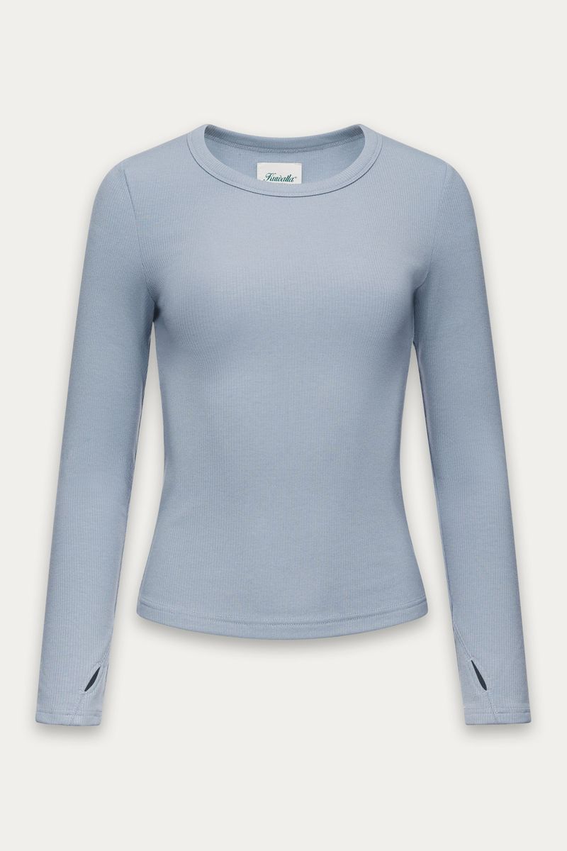 Plush Rib Long-Sleeve Top Frosty Blue Kuwalla Tee