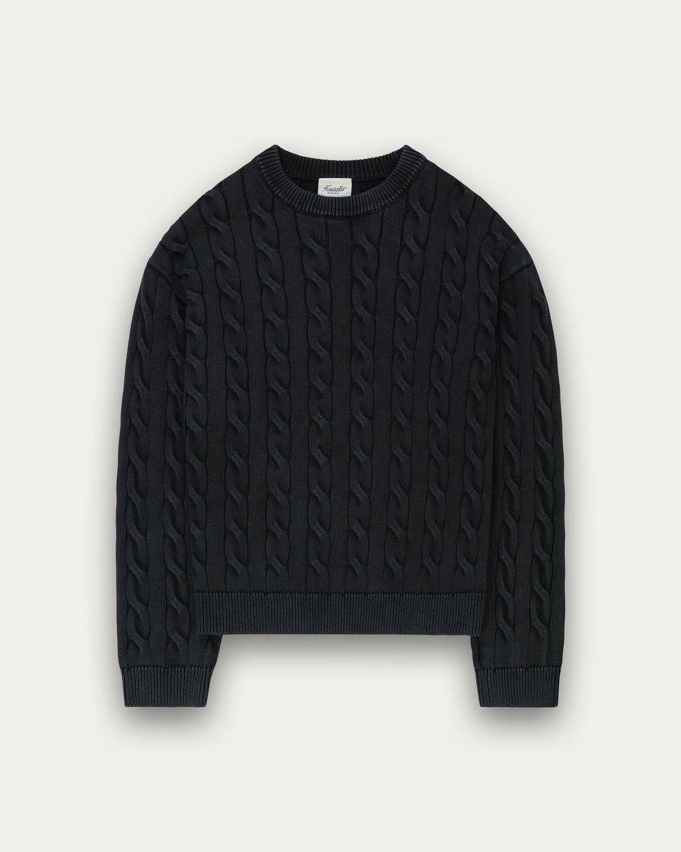 Pull Braided Knit Box Noir Vintage Kuwalla Tee