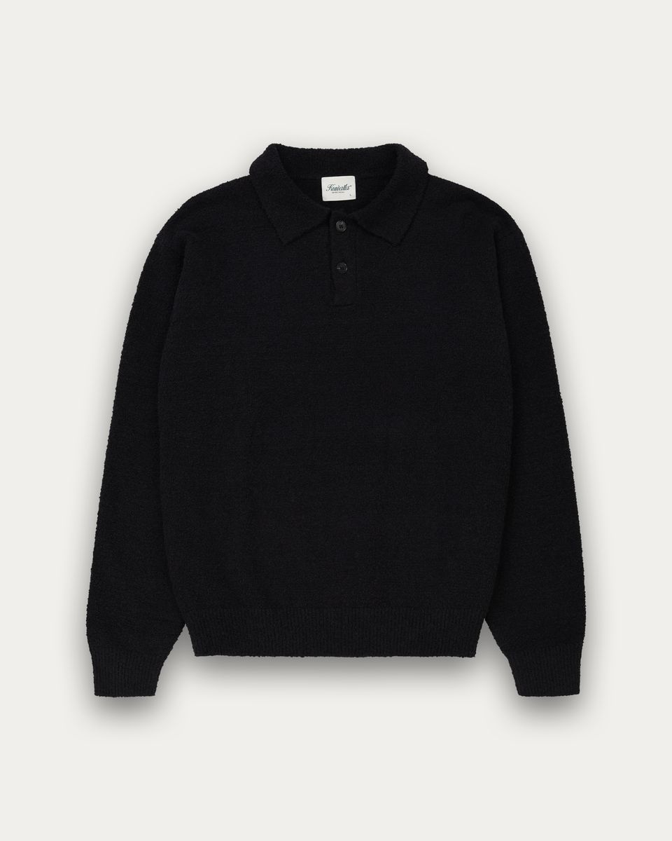 Chandail Bouclé Knit Polo Noir Kuwalla Tee