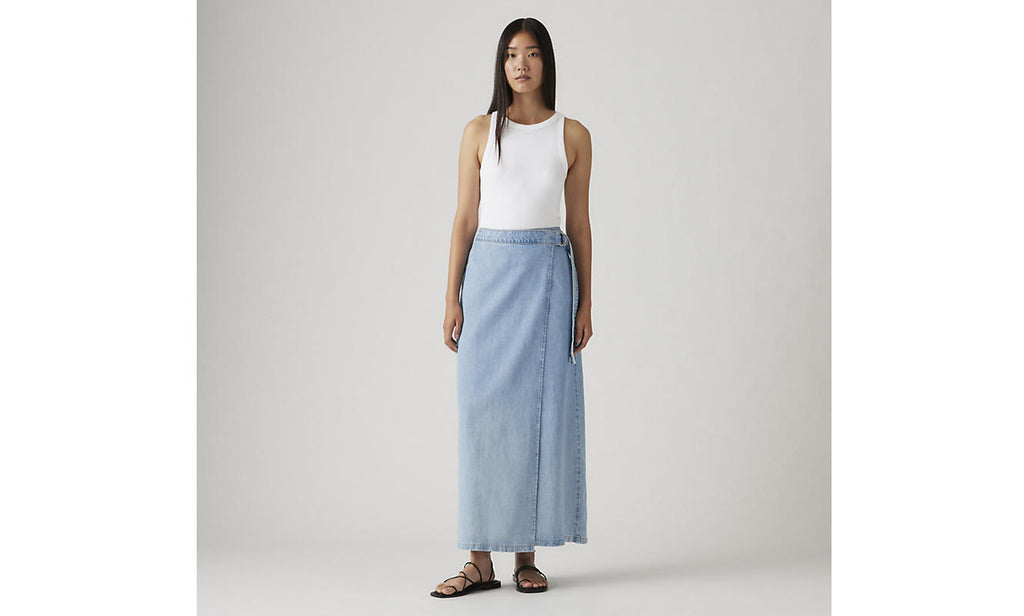 Blue Levi's Wrapped Column Skirt