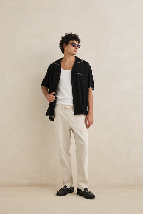 Rhythm Black Relaxed Whip Stitch Shirt