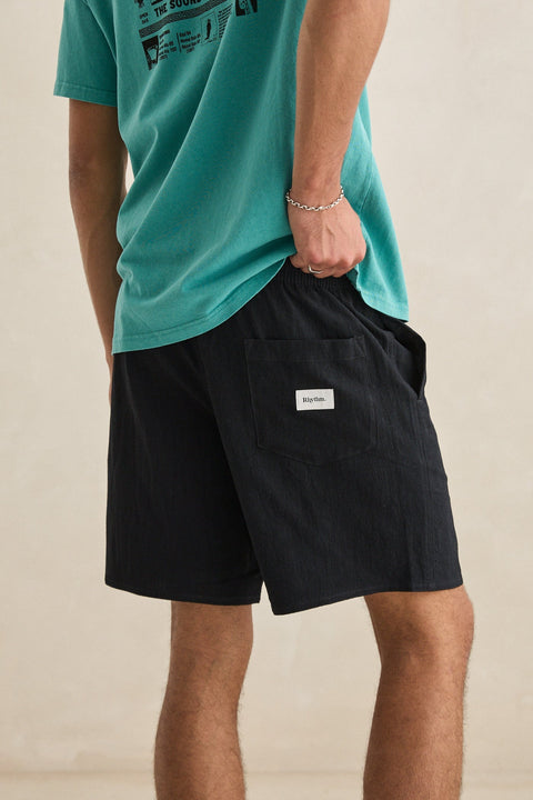 Short Textured Linen Black Rhythm