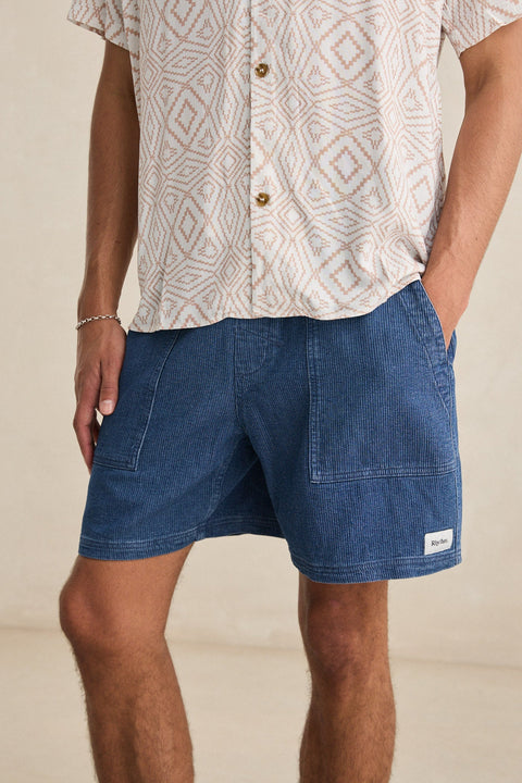 Short Textured Wale Blue Denim Rhythm