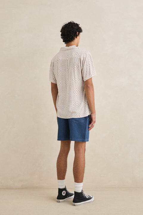 Short Textured Wale Blue Denim Rhythm