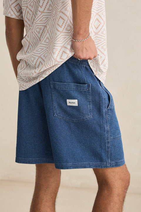 Short Textured Wale Blue Denim Rhythm
