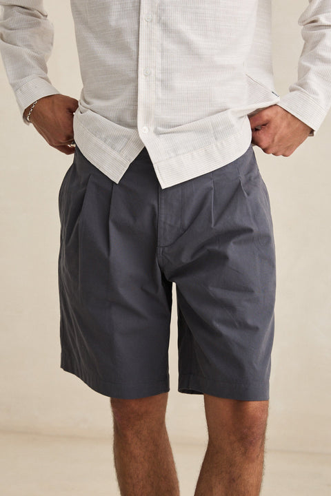 Grey Pleated Rhythm Shorts
