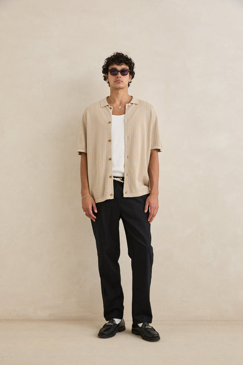 Textured Knit Shirt Beige Rhythm