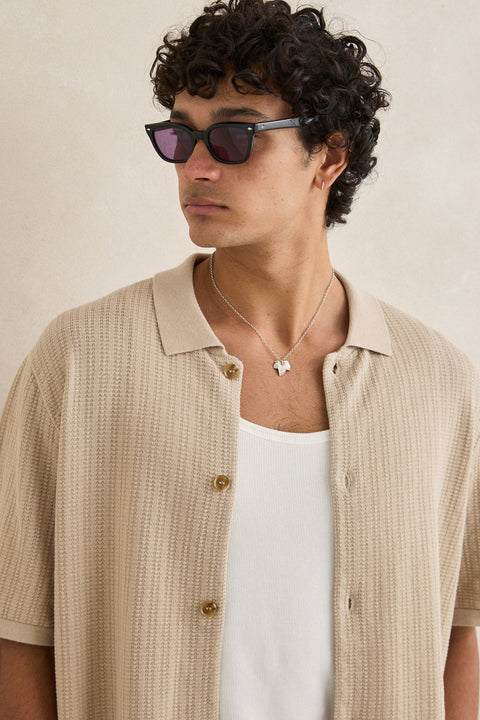 Textured Knit Shirt Beige Rhythm