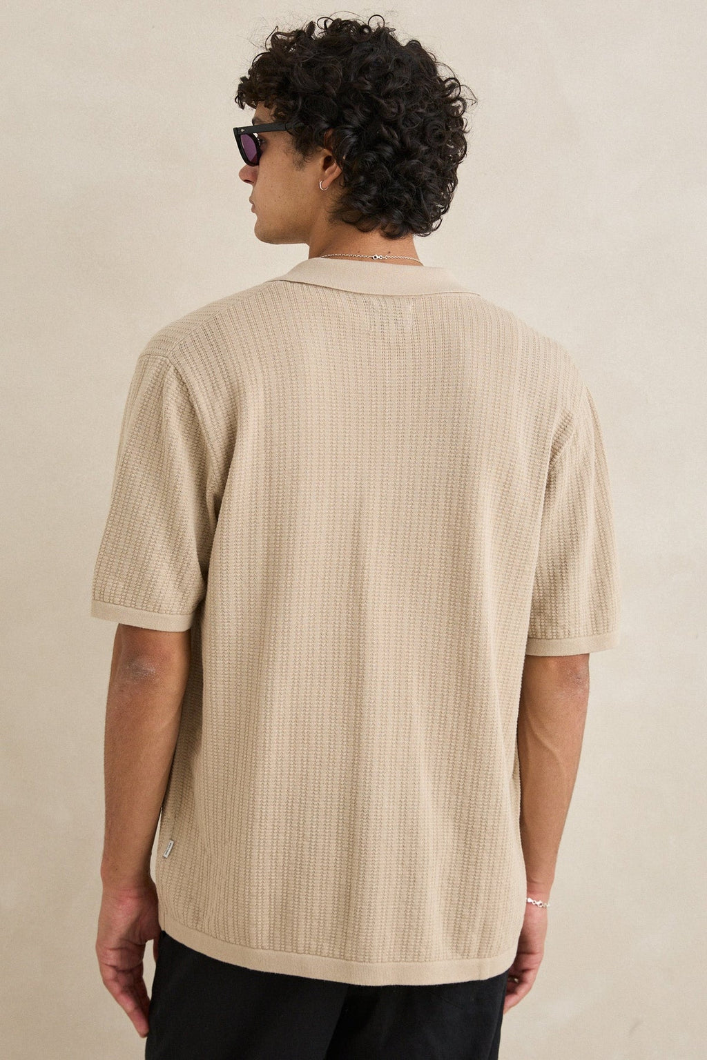 Textured Knit Shirt Beige Rhythm