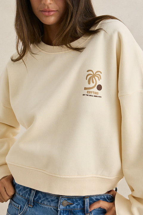 Rhythm Cream Slouchy Palm Crew Sweater