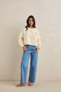 Rhythm Cream Slouchy Palm Crew Sweater