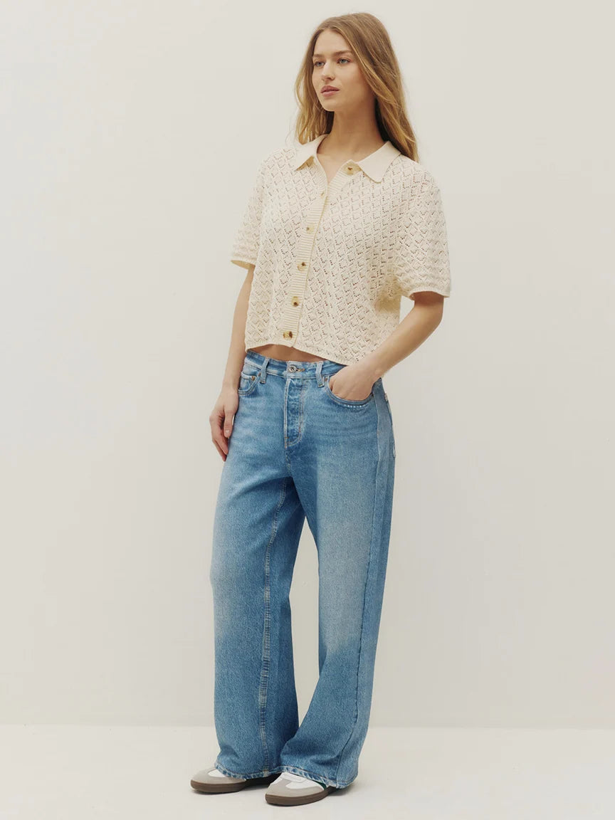 Monica Beach Crochet Shirt Cream Kuwalla Tee