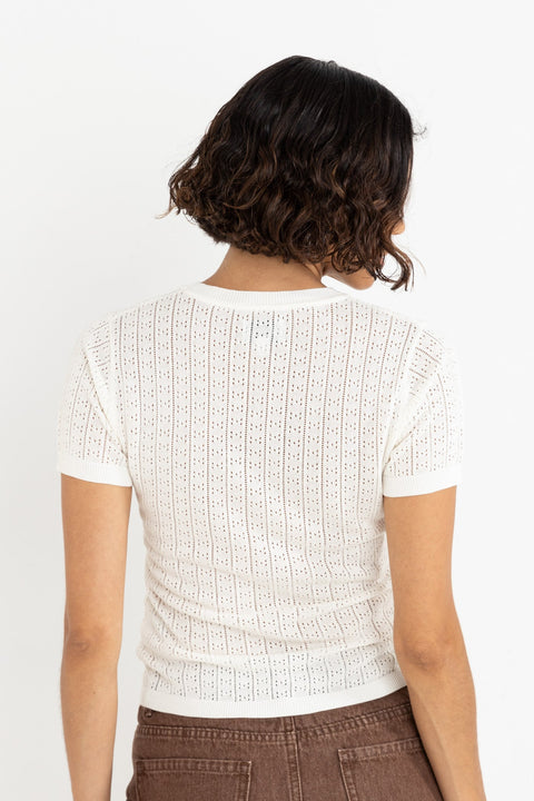 Ojai Pointelle Knit Ecru Rhythm Top