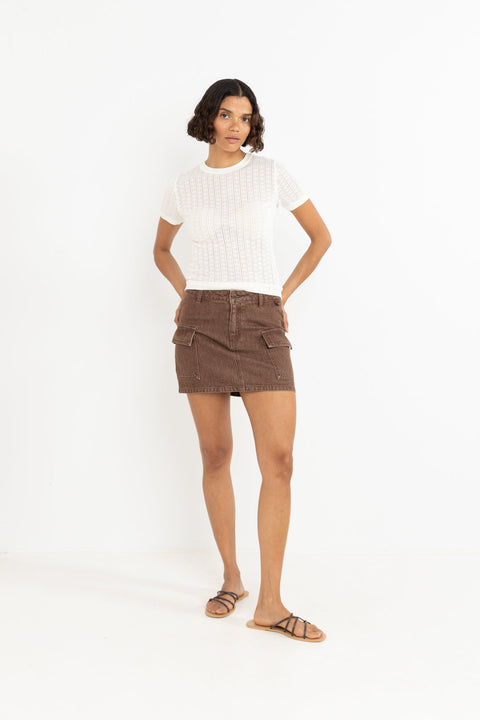 Ojai Pointelle Knit Ecru Rhythm Top