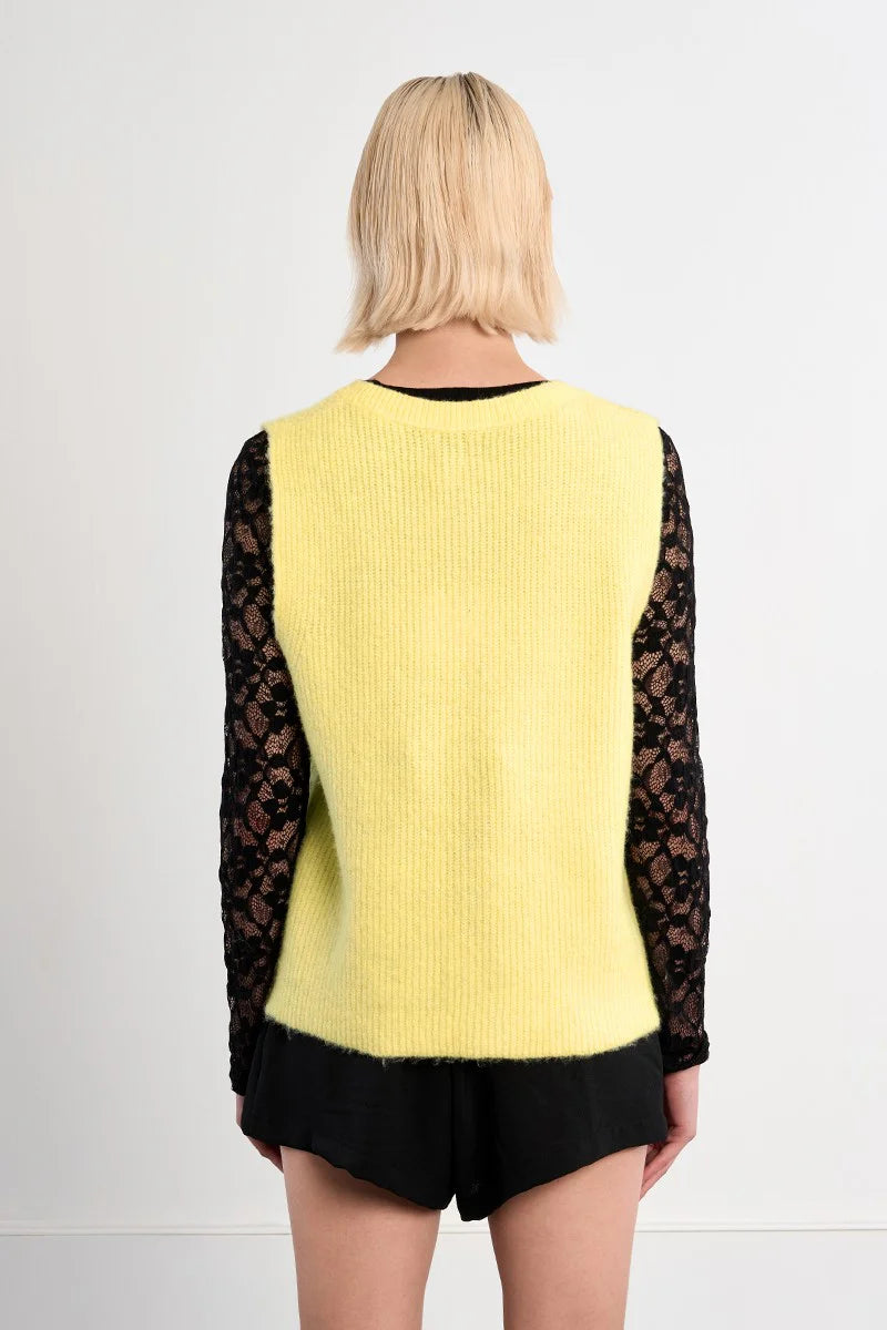 Lili Sidonio Yellow Sleeveless Knitted Cardigan