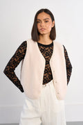 Lili Sidonio White Sleeveless Woven Cropped Jacket
