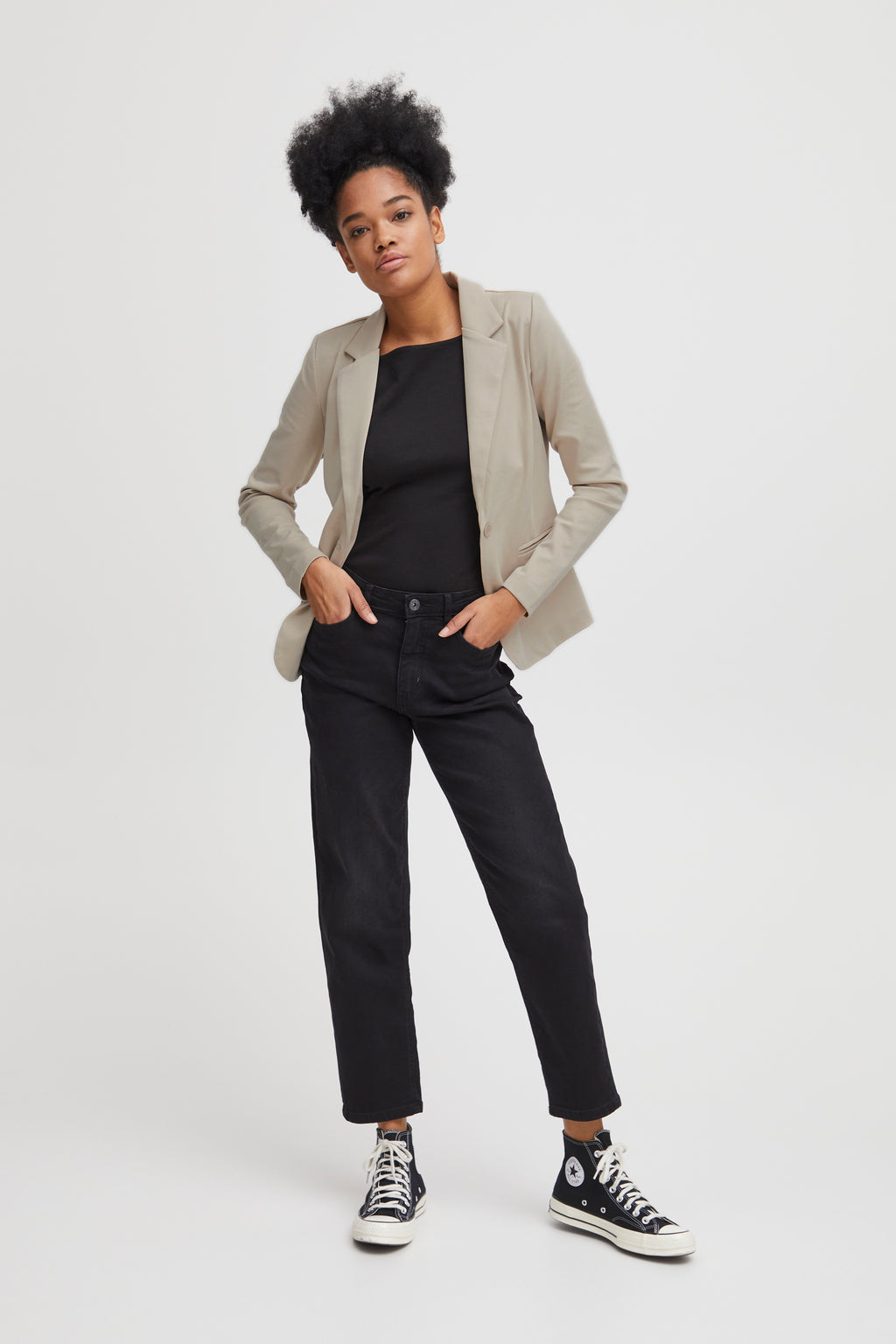 Ichi Kate Beige Doeskin Blazer