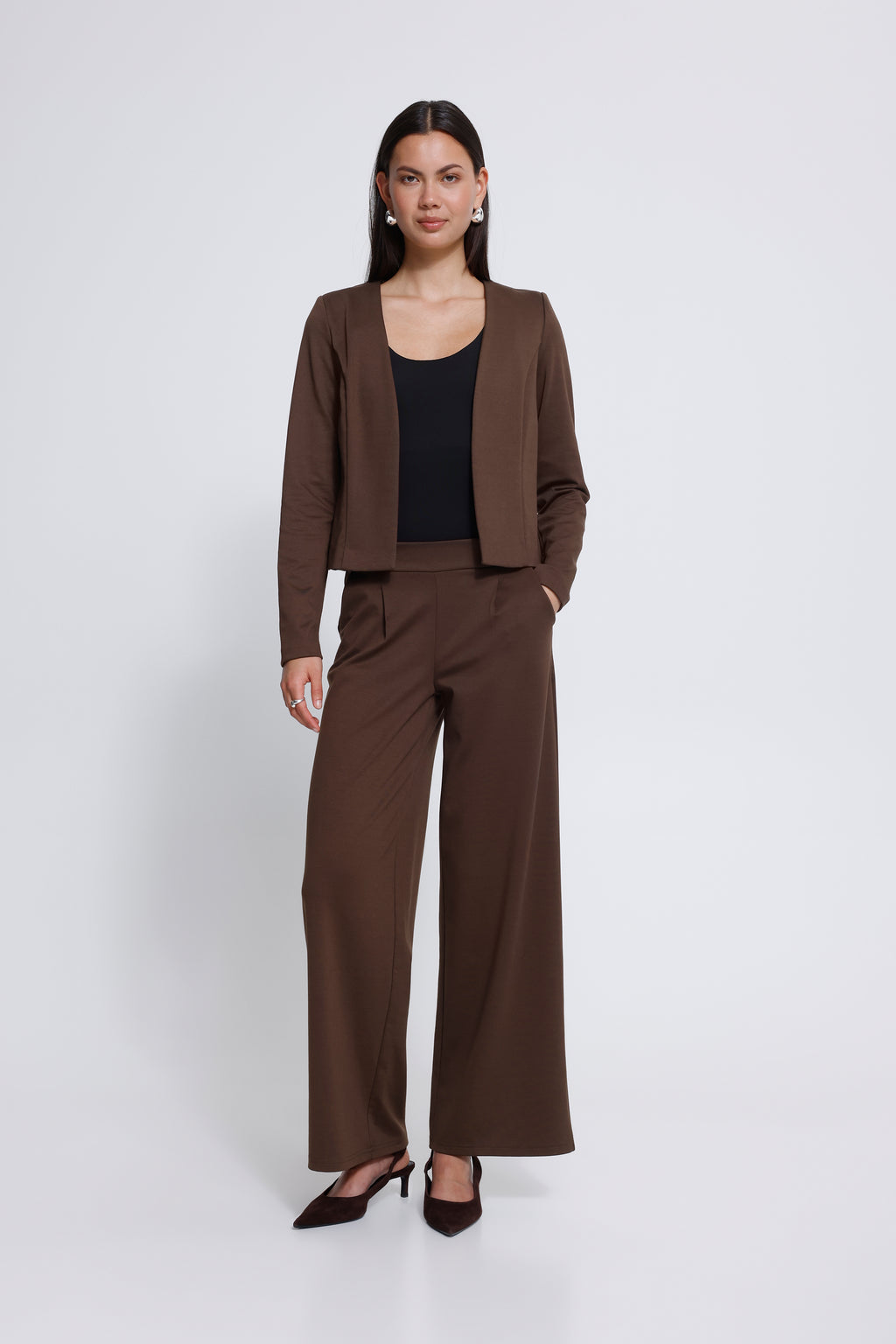 Pantalon Kate Wide Long Brun Chicory Ichi