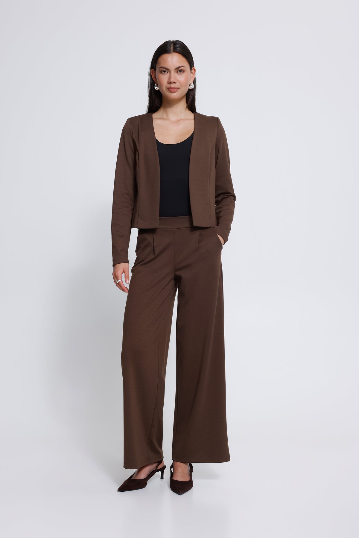Pantalon Kate Wide Long Brun Chicory Ichi