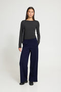 ICHI Kate Wide Long Maritime Blue Trousers