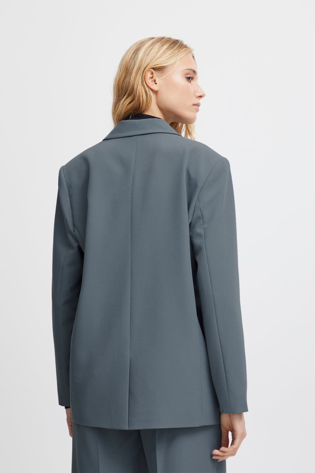 Ichi Lexi Oversized Mirage Blue Blazer