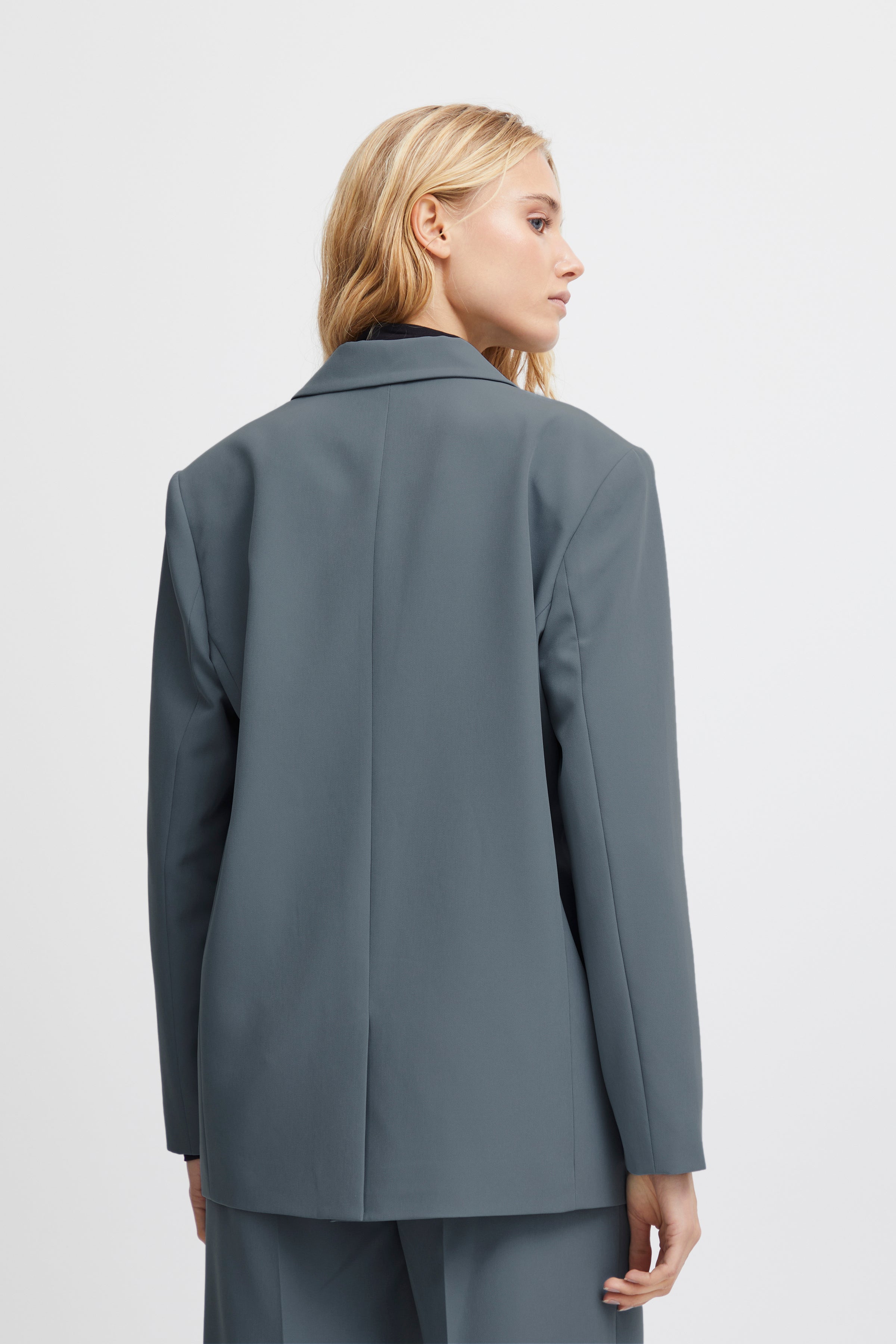 Ichi Lexi Oversized Mirage Blue Blazer