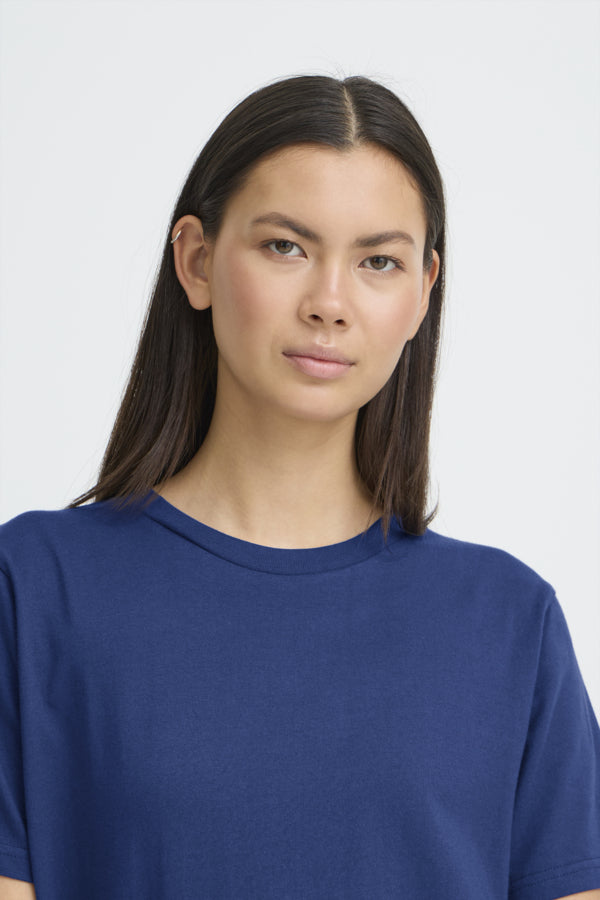 T-Shirt Palmer Loose Blue Print Ichi