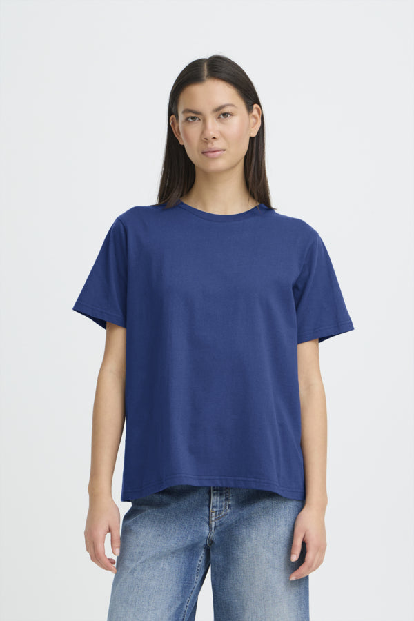 T-Shirt Palmer Loose Blue Print Ichi