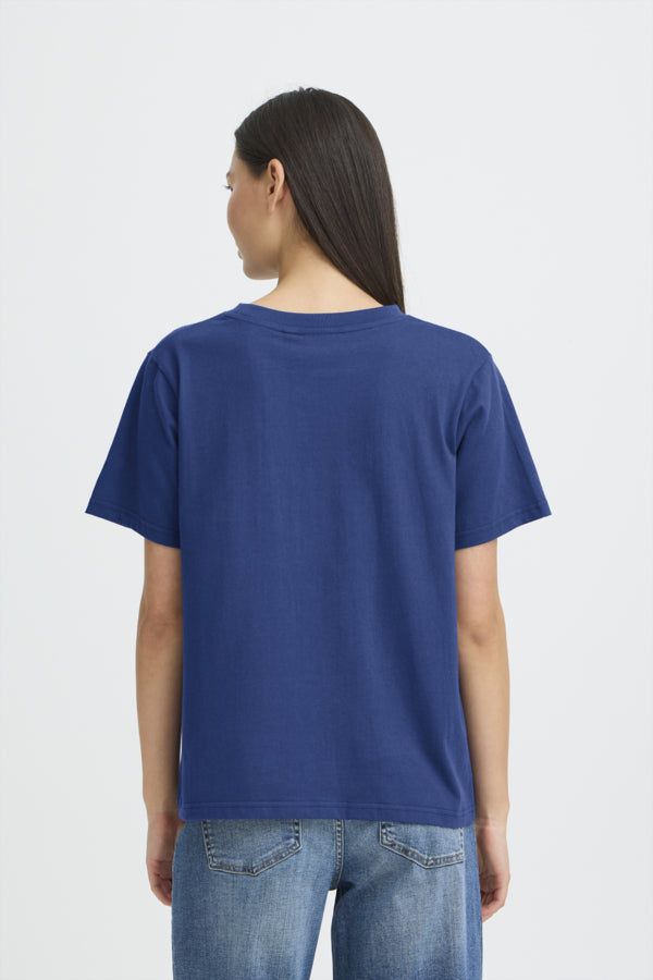 T-Shirt Palmer Loose Blue Print Ichi