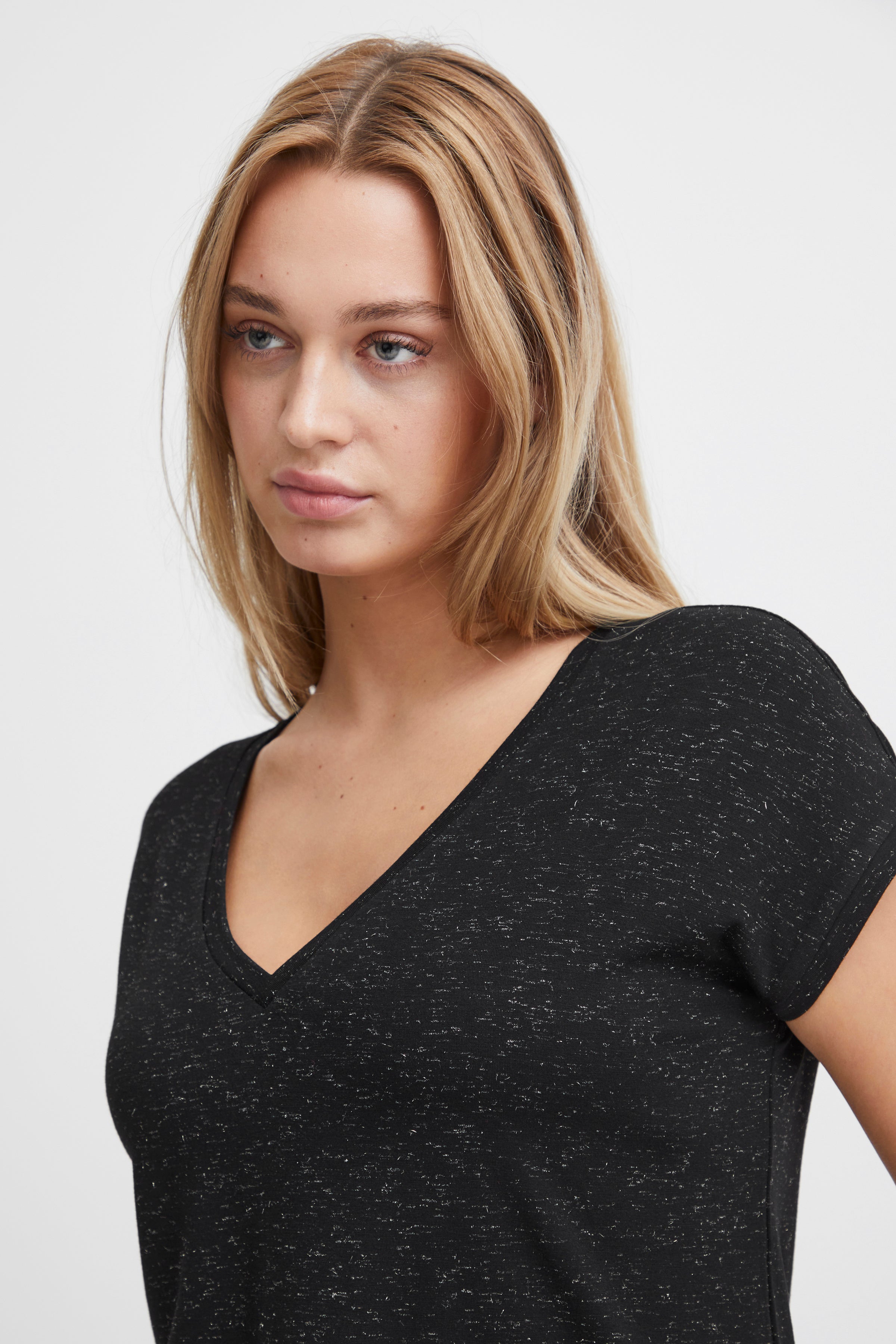 Black Ichi Rebel V-Neck Top
