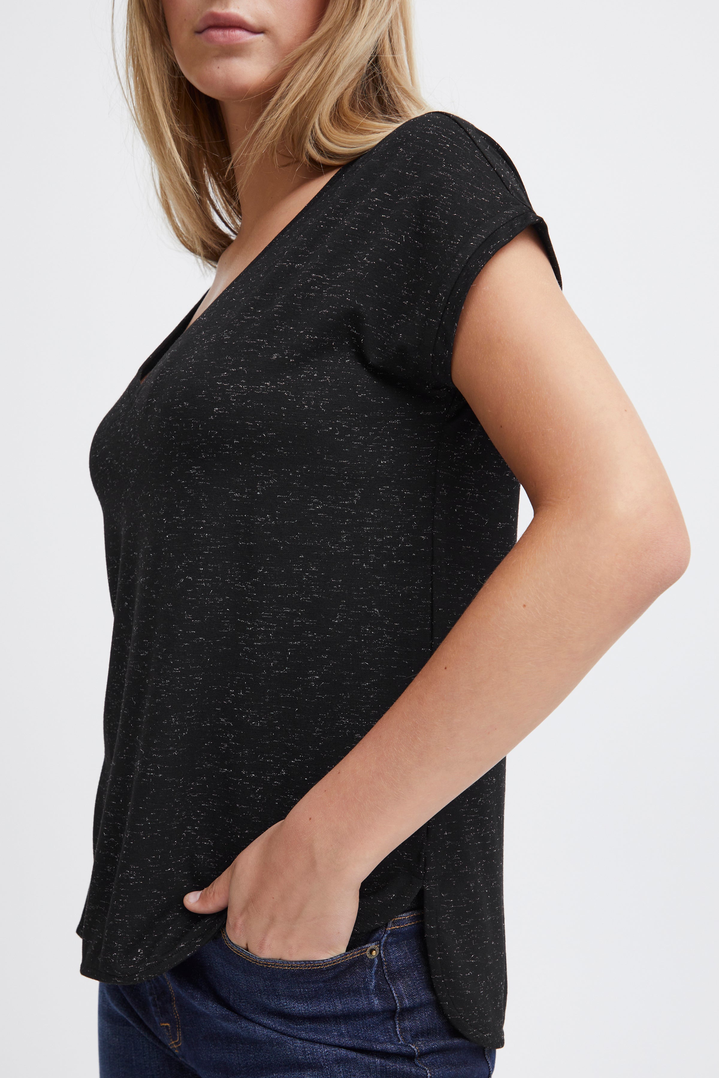 Black Ichi Rebel V-Neck Top