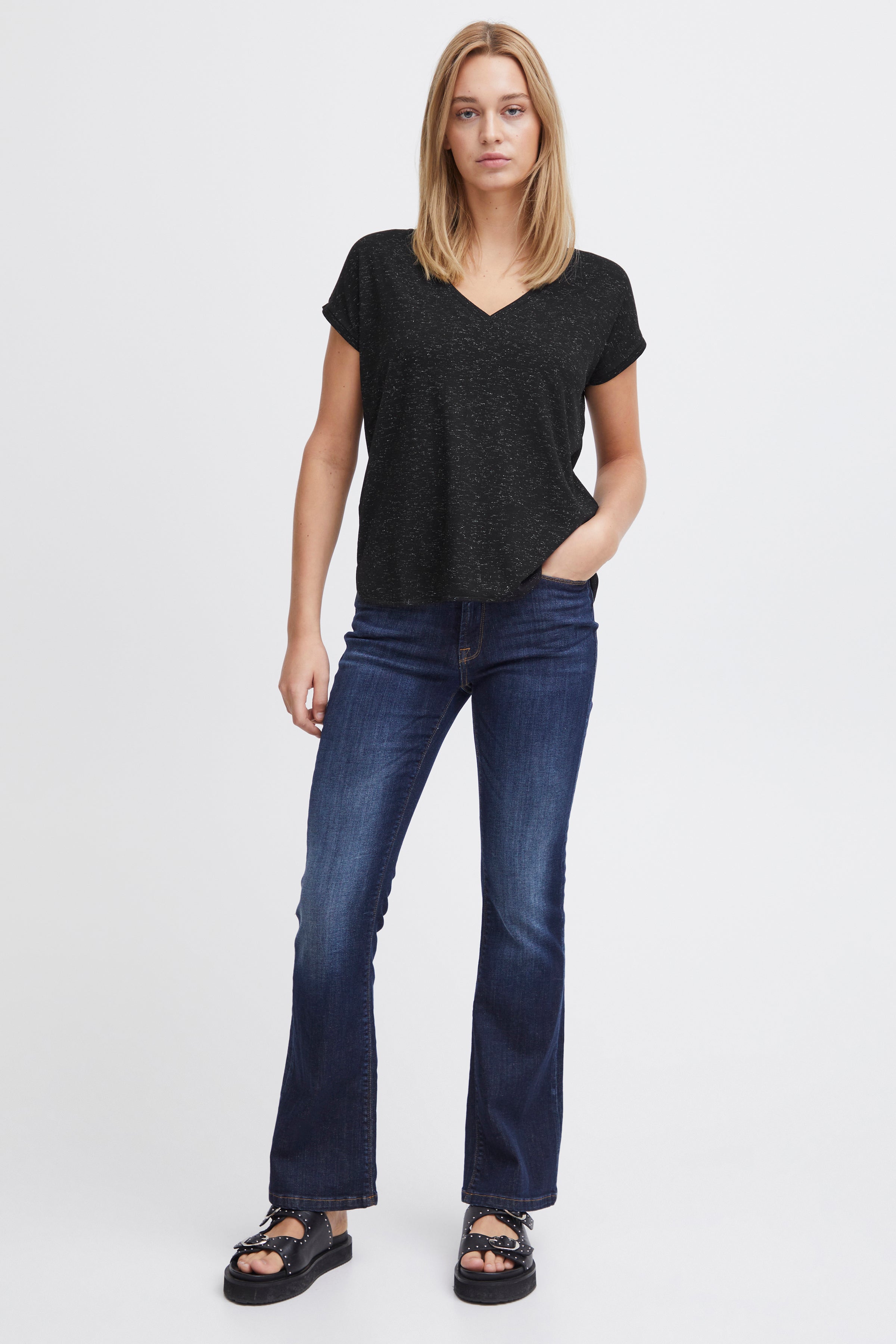 Black Ichi Rebel V-Neck Top