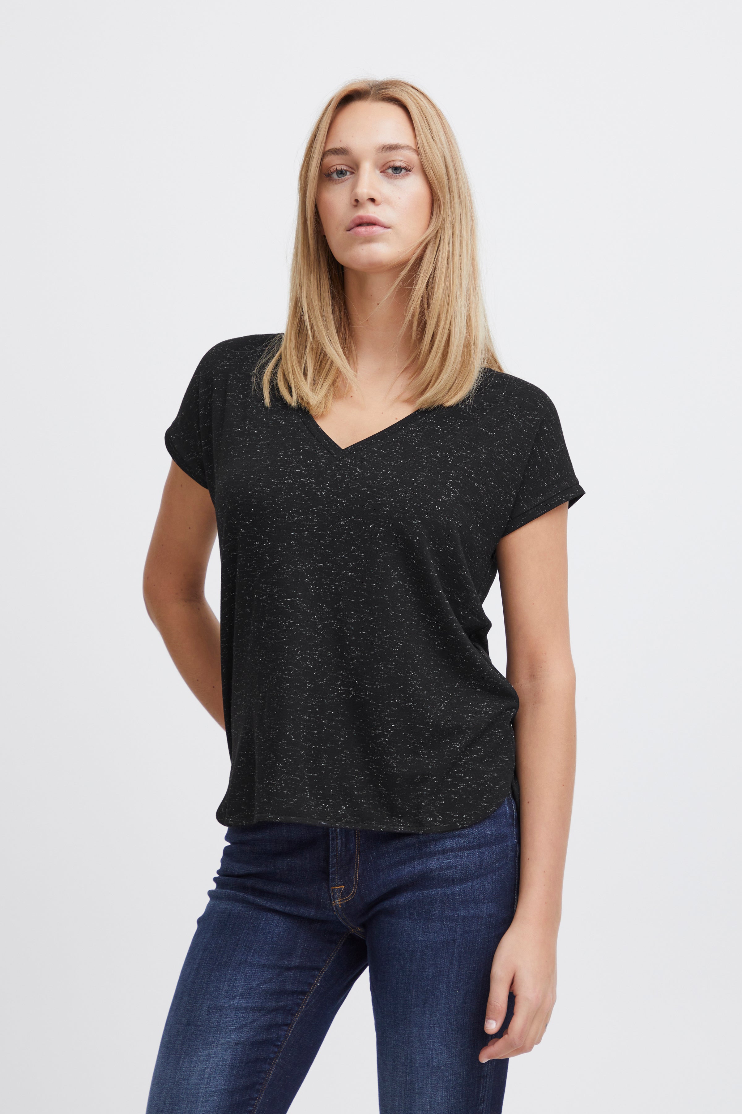 Black Ichi Rebel V-Neck Top